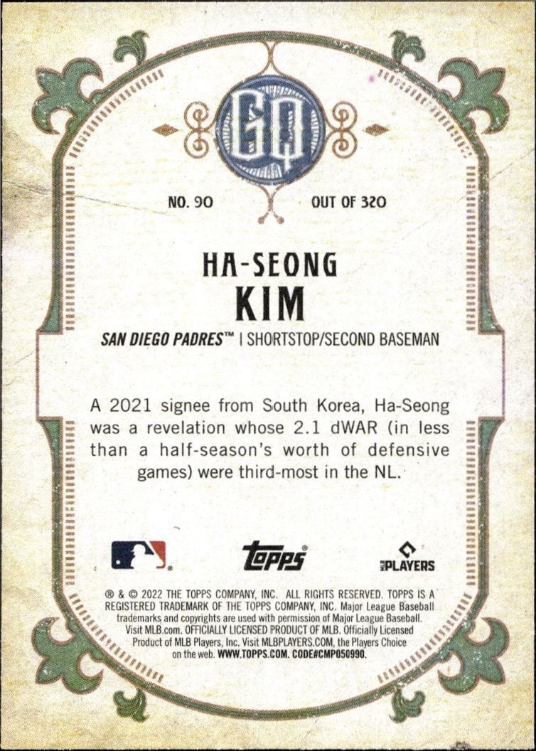 2022 Topps Gypsy Queen Ha-Seong Kim #90 baseball trading card back