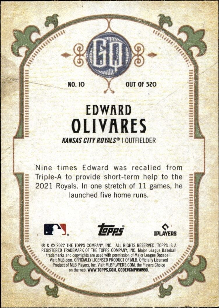 2022 Topps Gypsy Queen Edward Olivares #10 baseball trading card back