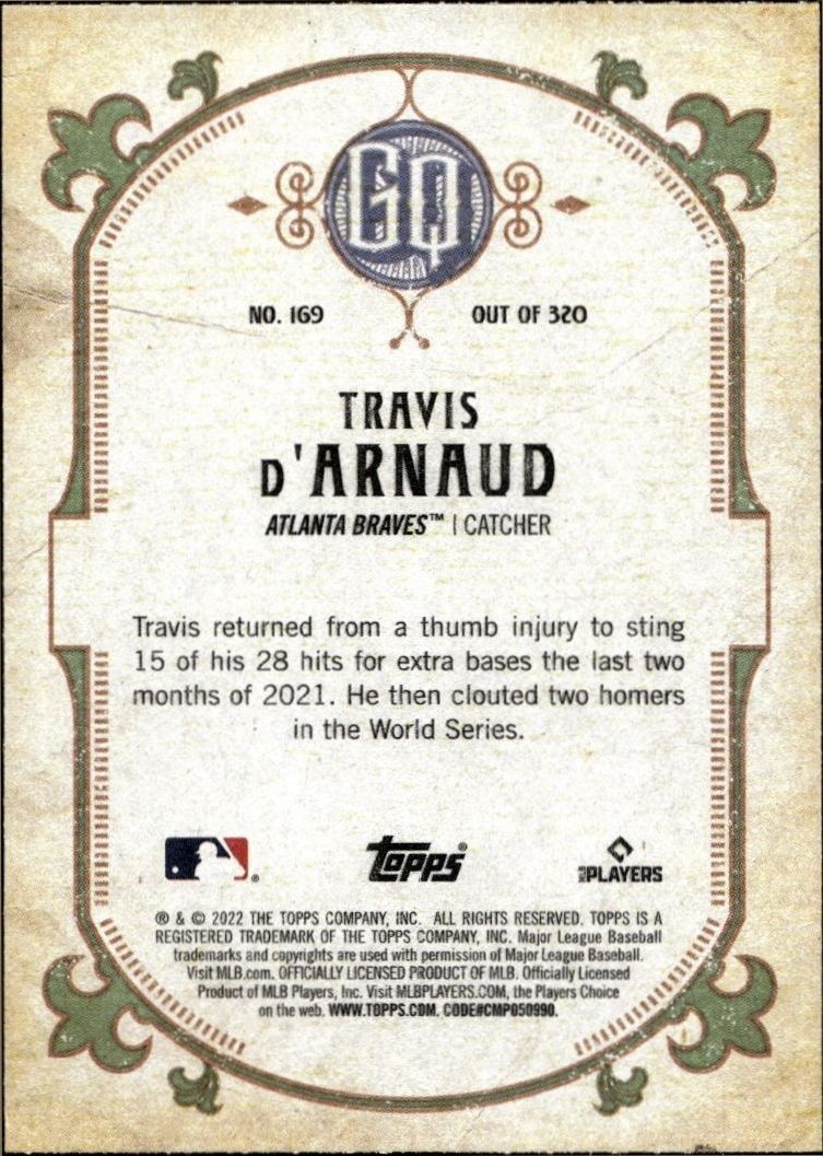 2022 Topps Gypsy Queen Travis d'Arnaud #169 baseball trading card back