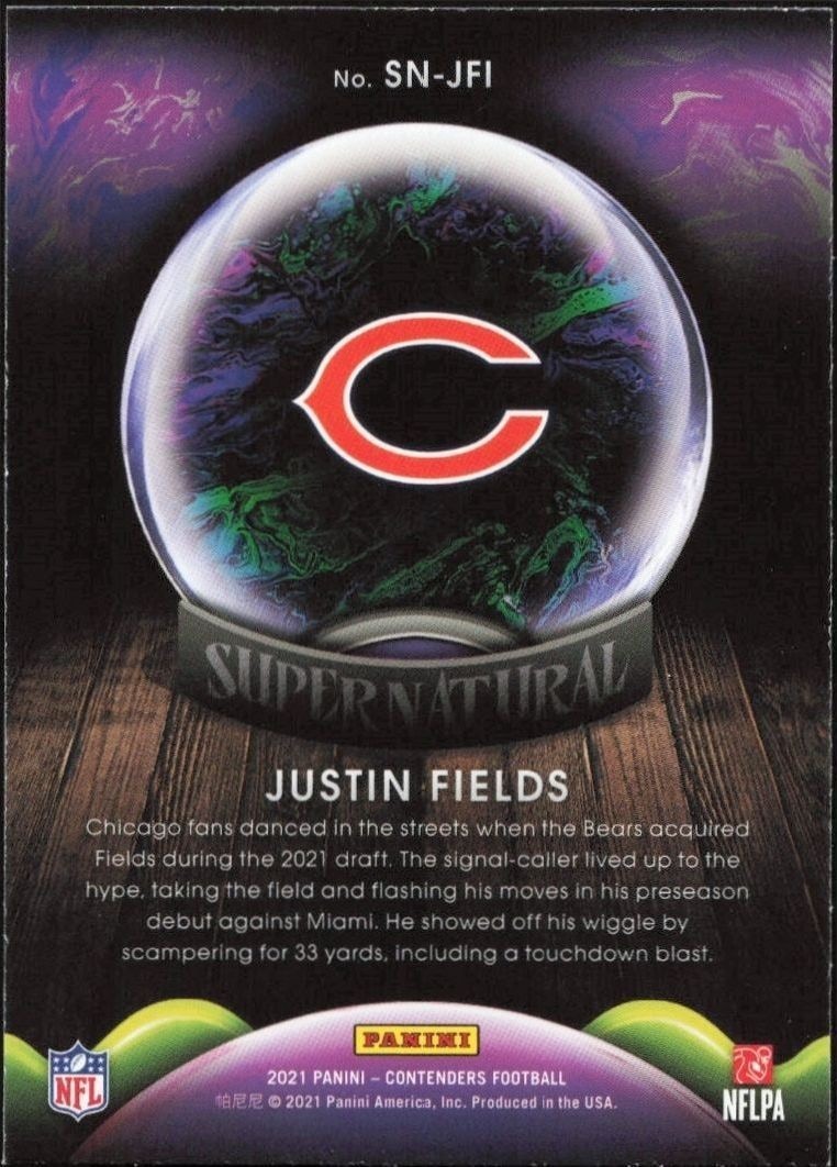 2021 Panini Contenders Justin Fields #SN-JFI football trading card back