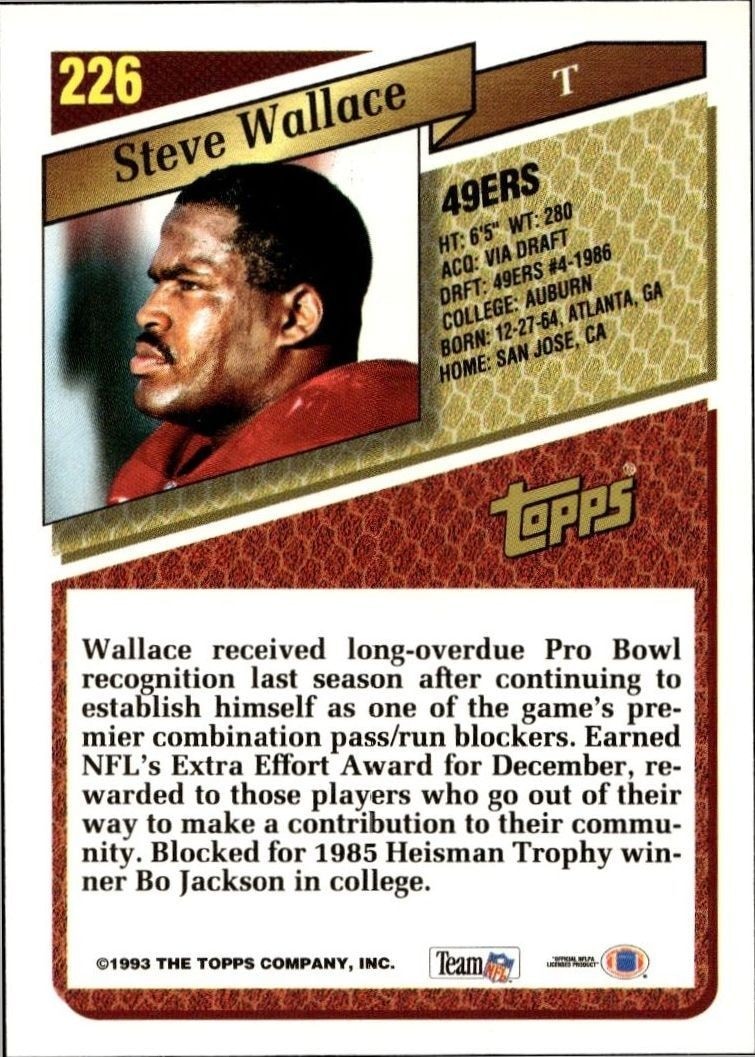 1993 Topps Steve Wallace #226 football trading card back