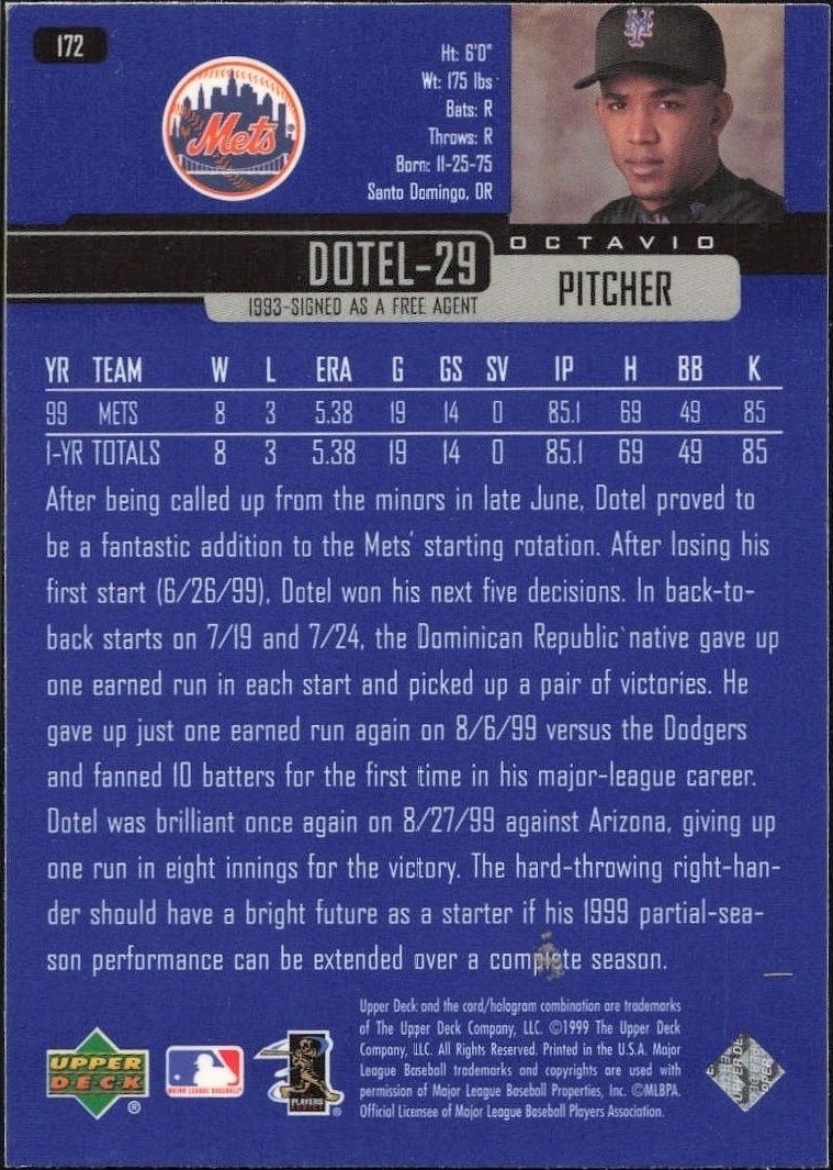 2000 Upper Deck Orel Hershiser #170 baseball trading card back