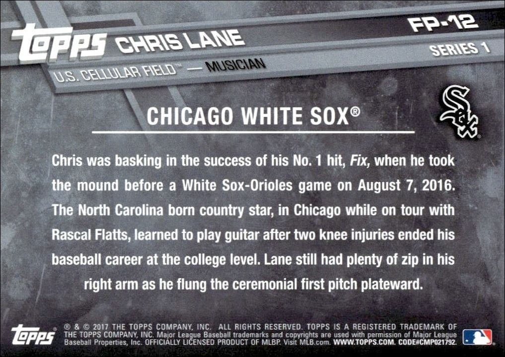 2017 Topps Chris Lane #FP-12 baseball trading card back