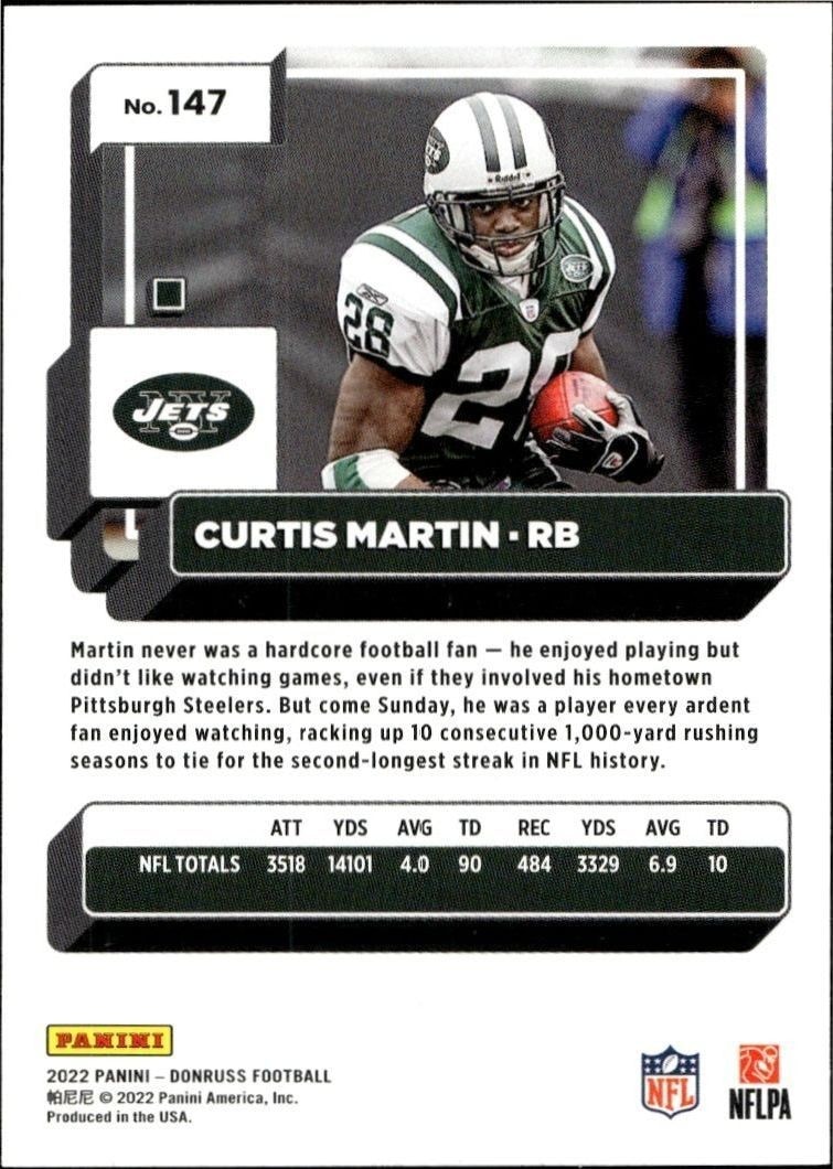 2022 Panini Donruss Curtis Martin #147 football trading card back