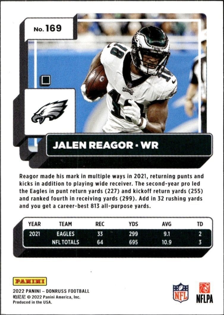 2022 Panini Donruss Jalen Reagor #169 football trading card back