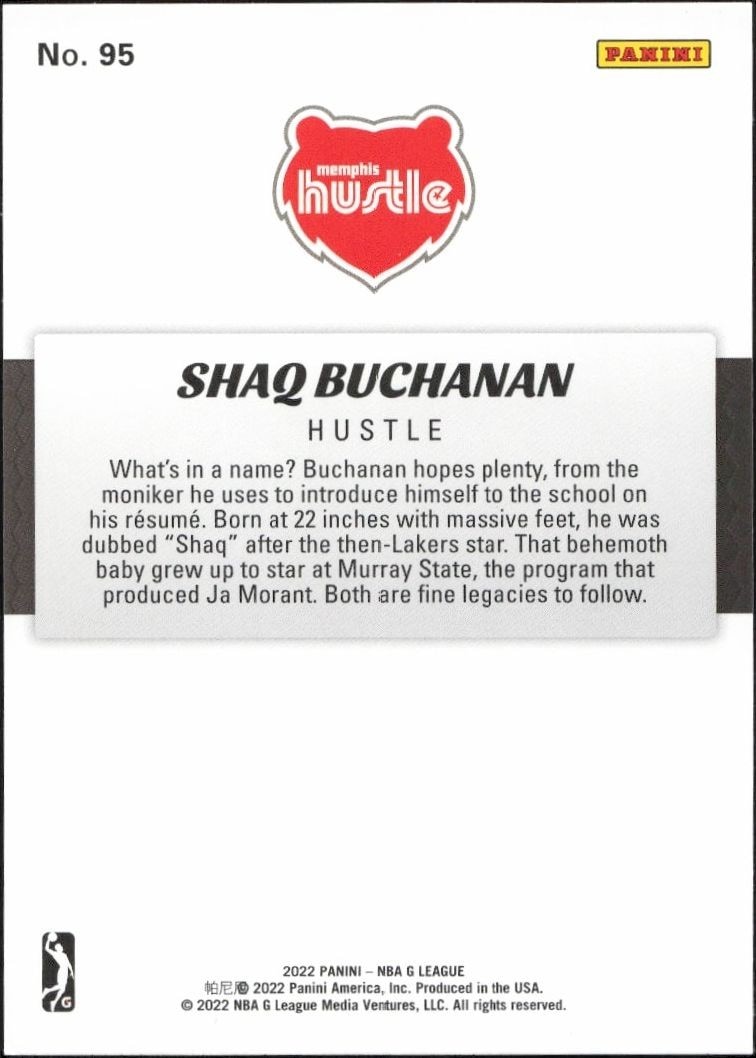 2021-22 Panini NBA G League Shaq Buchanan #95 basketball trading card back