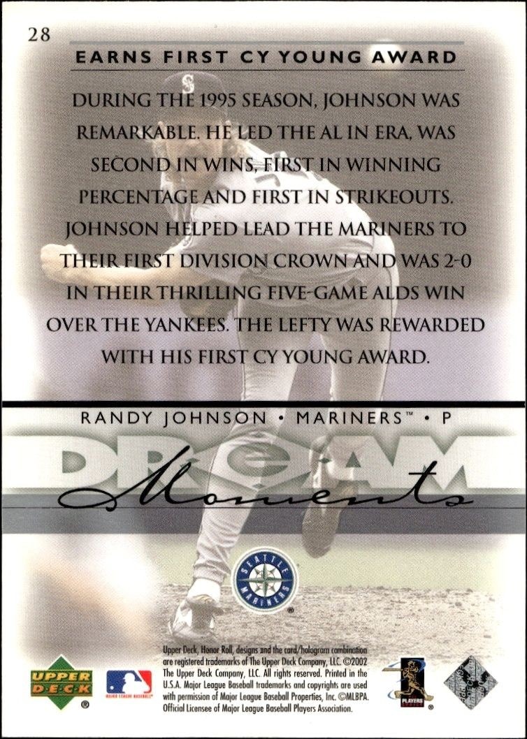 2002 Upper Deck Honor Roll Randy Johnson #28 baseball trading card back