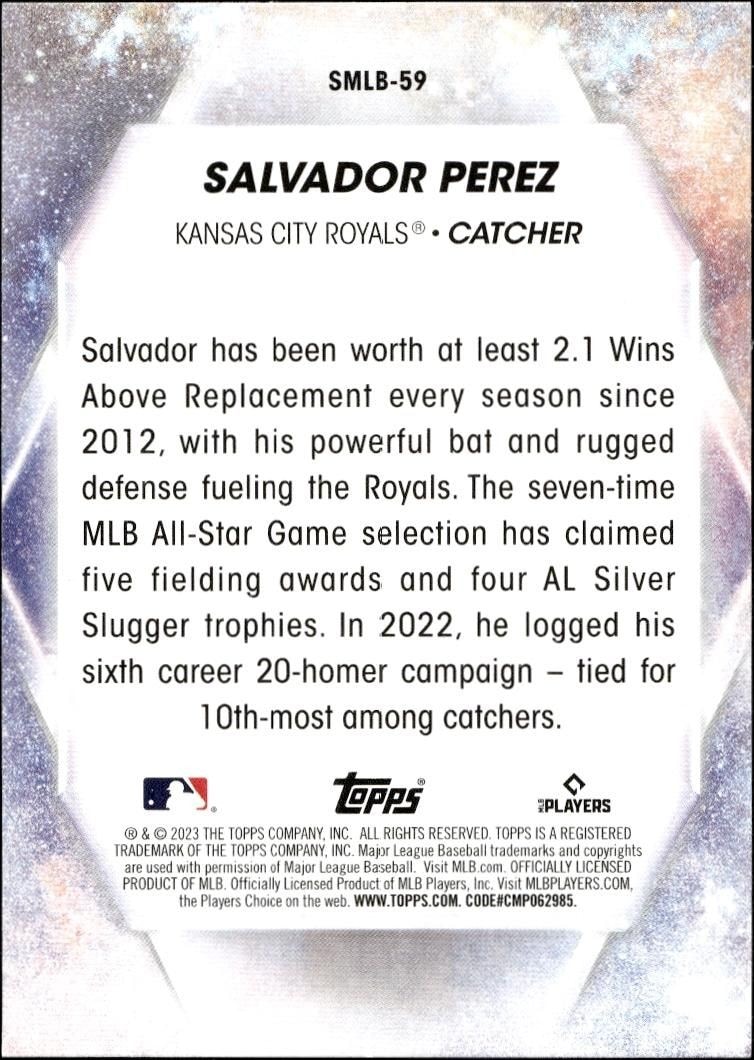 2023 Topps Series 2 Salvador Perez #SMLBC-59 baseball trading card back