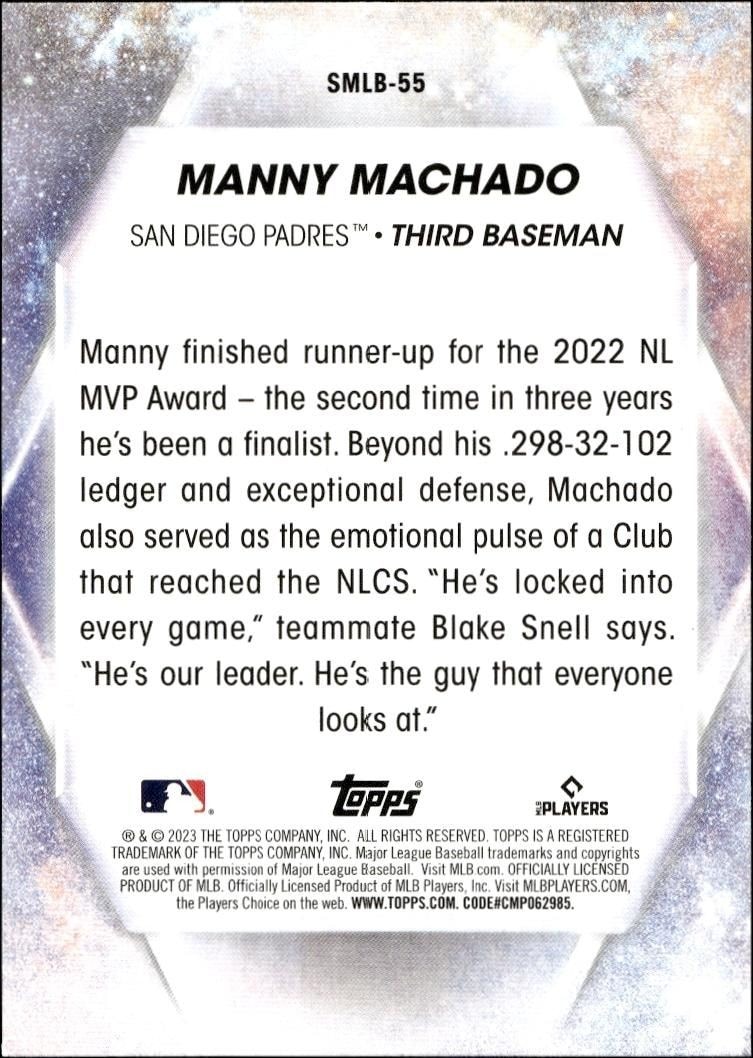 2023 Topps Series 2 Manny Machado #SMLBC-55 baseball trading card back