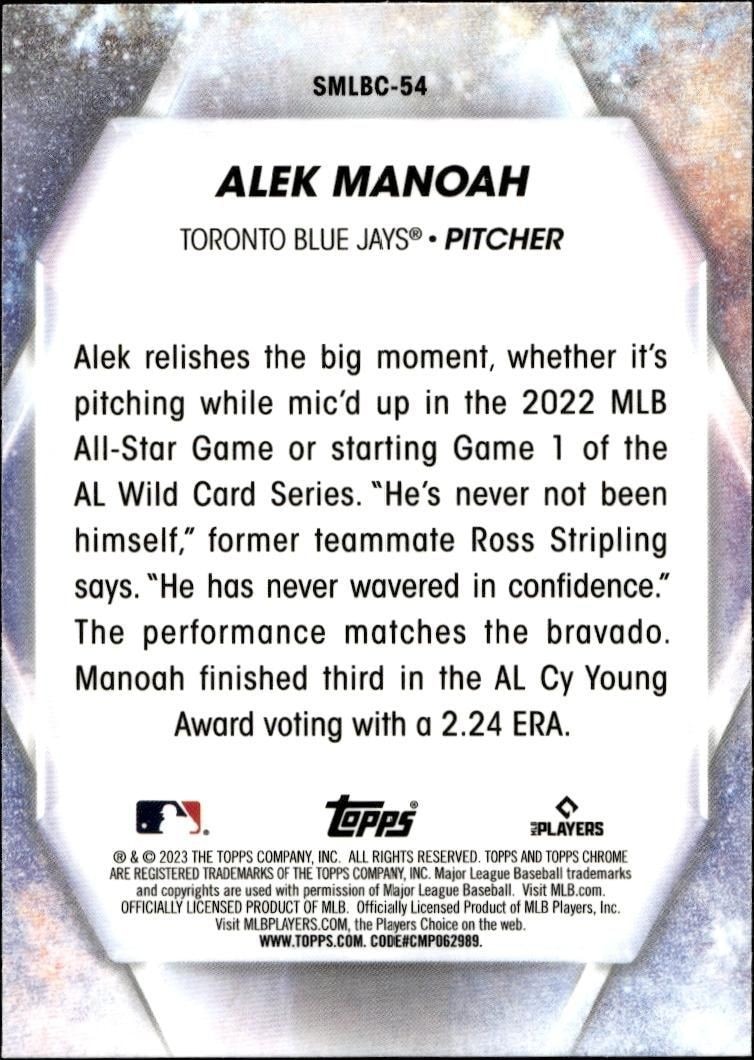 2023 Topps Series 2 Alek Manoah #SMLBC-54 baseball trading card back