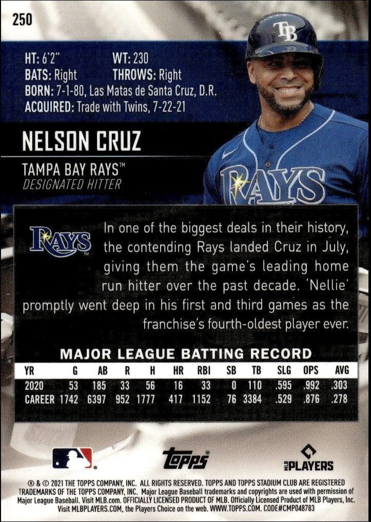 2021 Topps Stadium Club Chrome Nelson Cruz #250 baseball trading card back