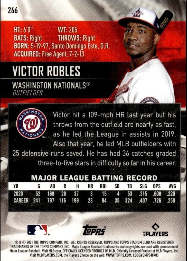 2021 Topps Stadium Club Chrome Victor Robles #266 baseball trading card back