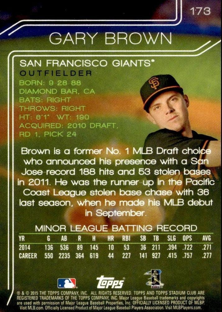 2015 Topps Stadium Club Gary Brown #173 baseball trading card back