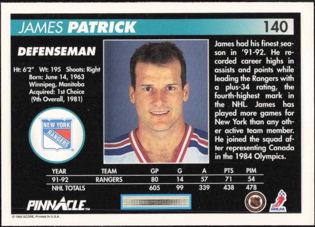 1992-93 Pinnacle Claude Lemieux #259 hockey trading card back
