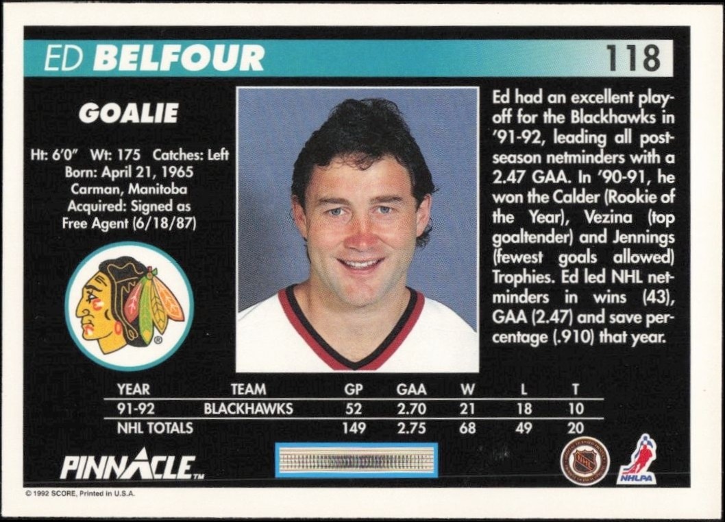 1992-93 Pinnacle Viacheslav Kozlov #230 hockey trading card back