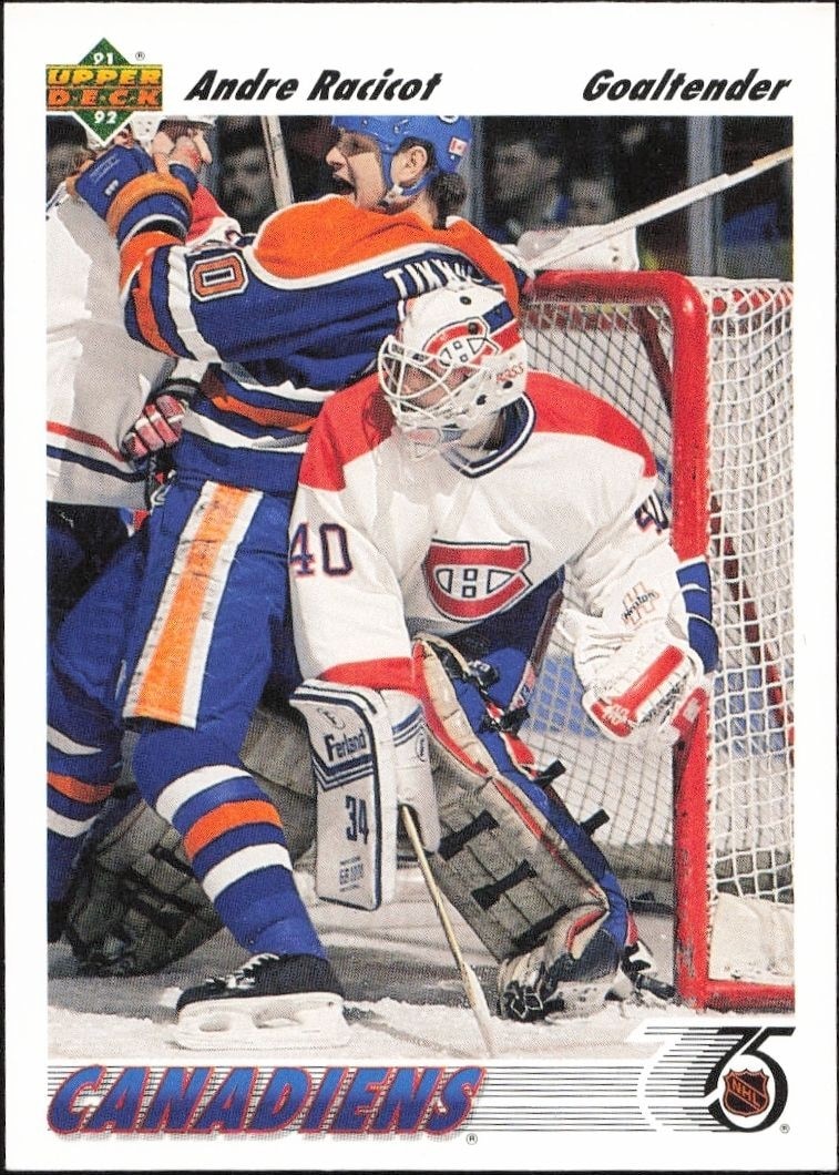1991-92 Upper-Deck Andre Racicot #377 trading card