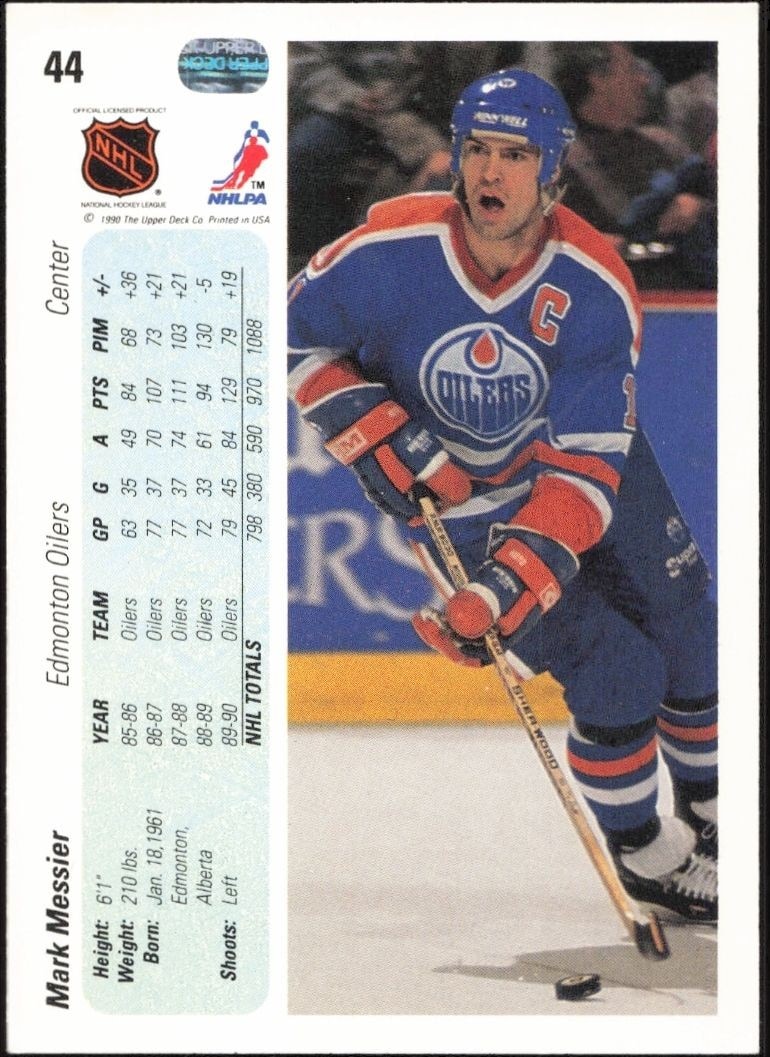 1990-91 Upper Deck Mark Messier #44 hockey trading card back