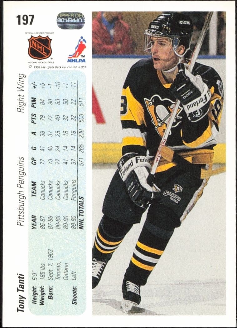 1990-91 Upper Deck Tony Tanti #197 hockey trading card back