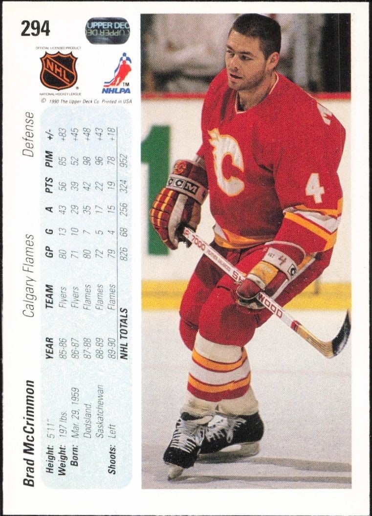 1990-91 Upper Deck Brad McCrimmon #294 hockey trading card back