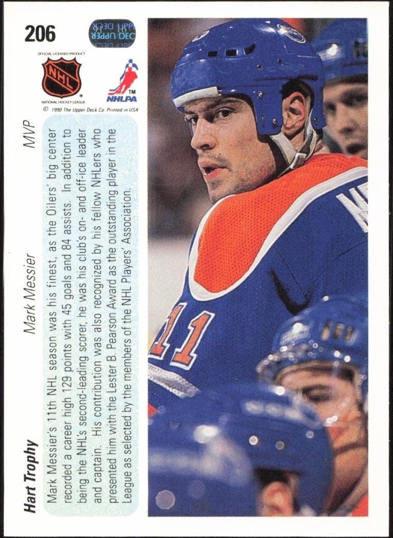 1990-91 Upper Deck Mark Messier #206 hockey trading card back