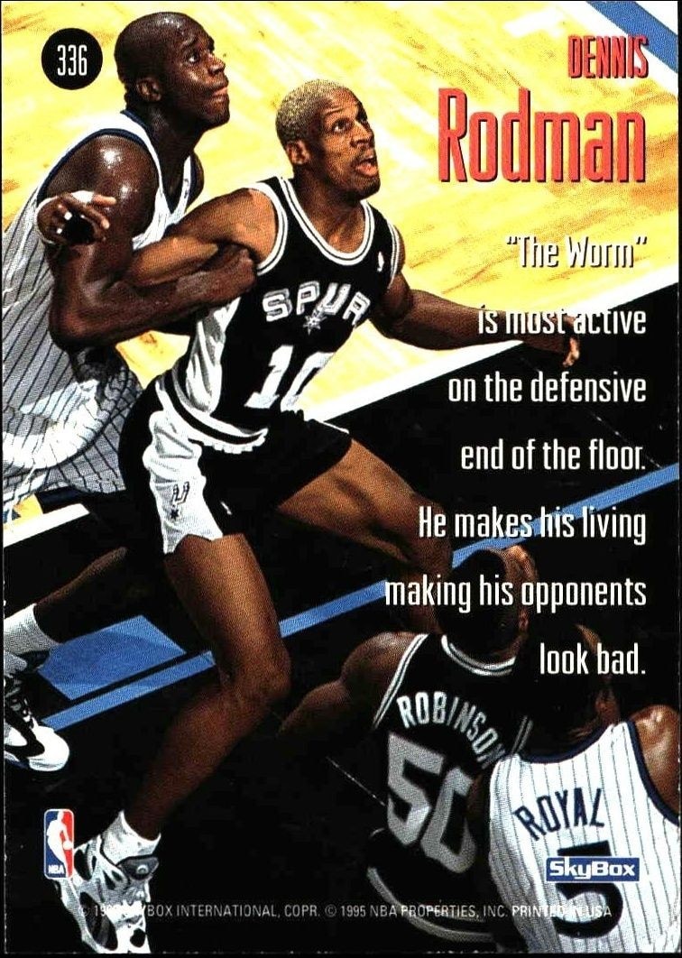1994-95 Skybox Dennis Rodman #336 basketball trading card back