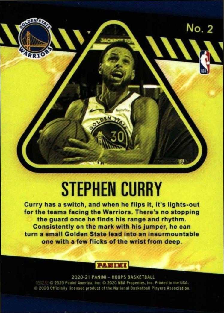 2020-21 Panini Hoops Stephen Curry #2 basketball trading card back