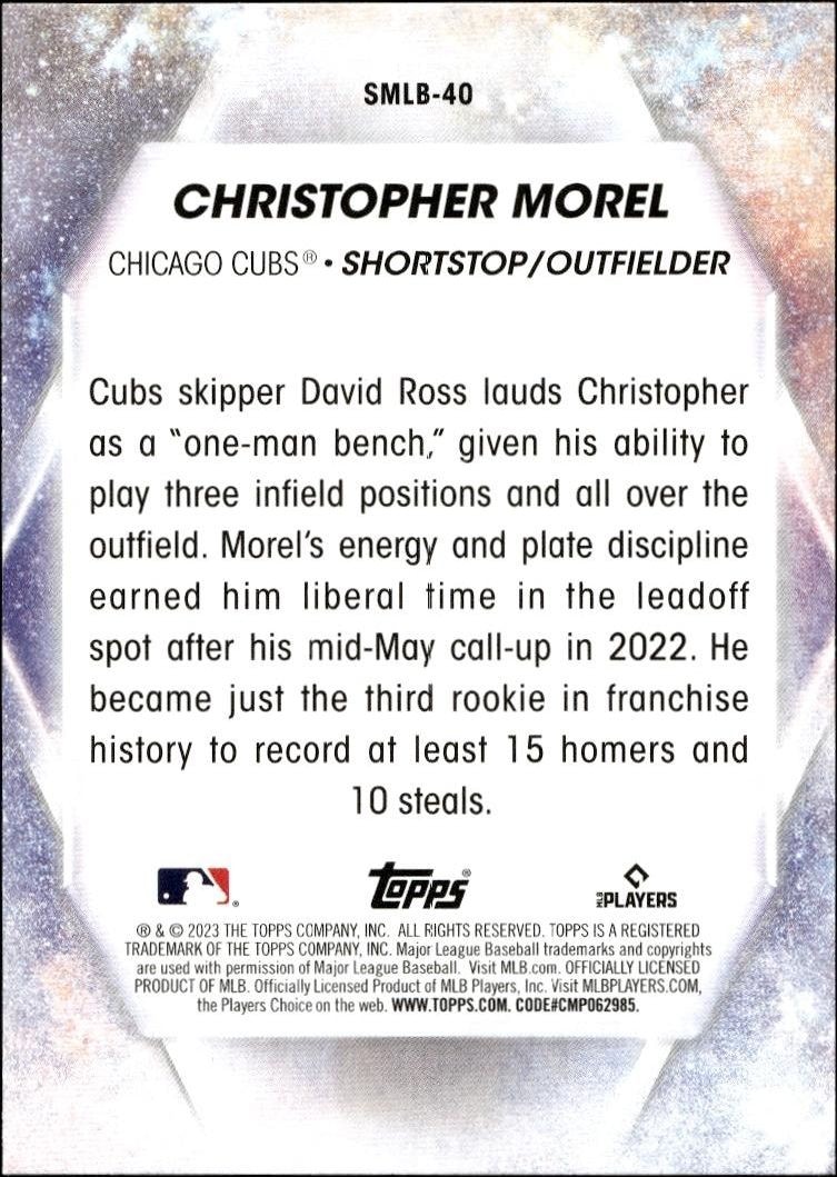 2023 Topps Series 2 Christopher Morel #SMLBC-40 baseball trading card back