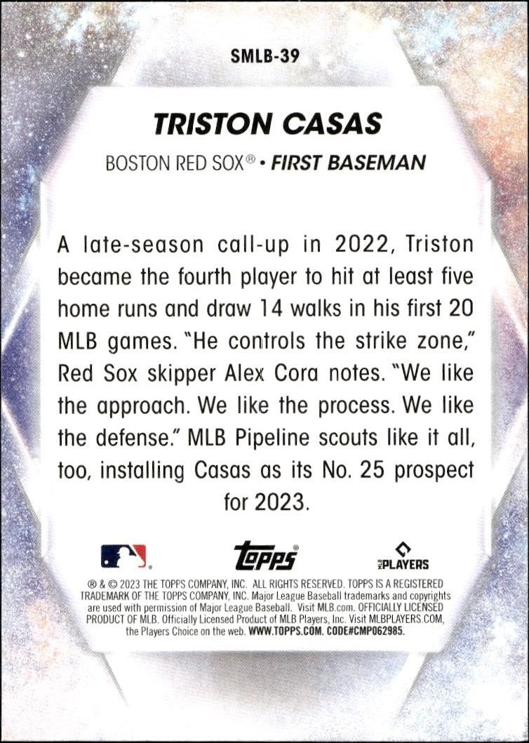 2023 Topps Series 2 Triston Casas #SMLBC-39 baseball trading card back
