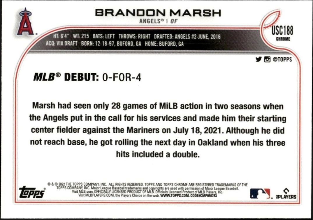 2022 Topps Chrome Update Brandon Marsh #USC188 baseball trading card back