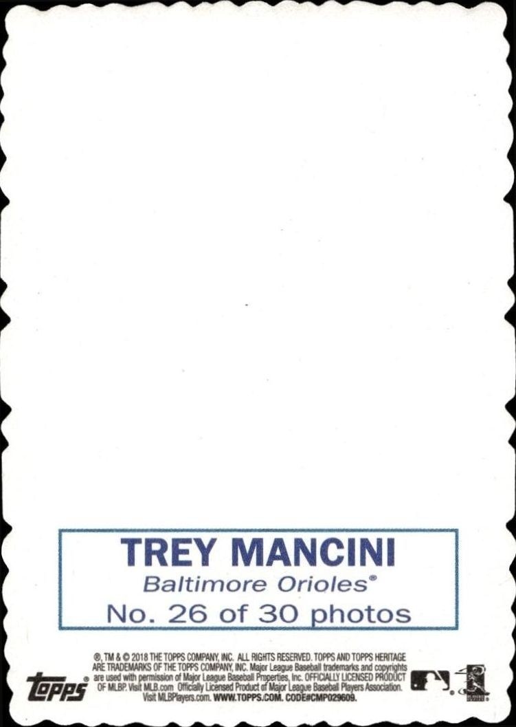 2018 Topps Heritage Trey Mancini #26 baseball trading card back