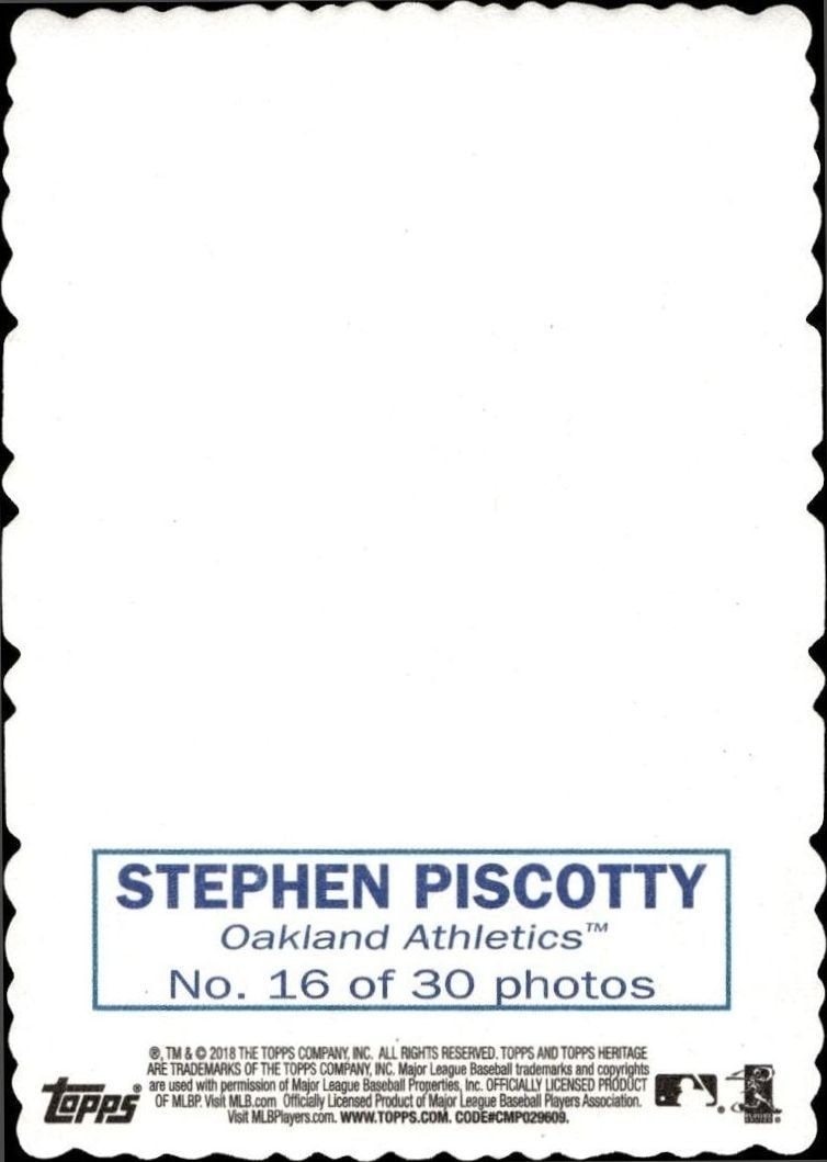2018 Topps Heritage Stephen Piscotty #16 baseball trading card back