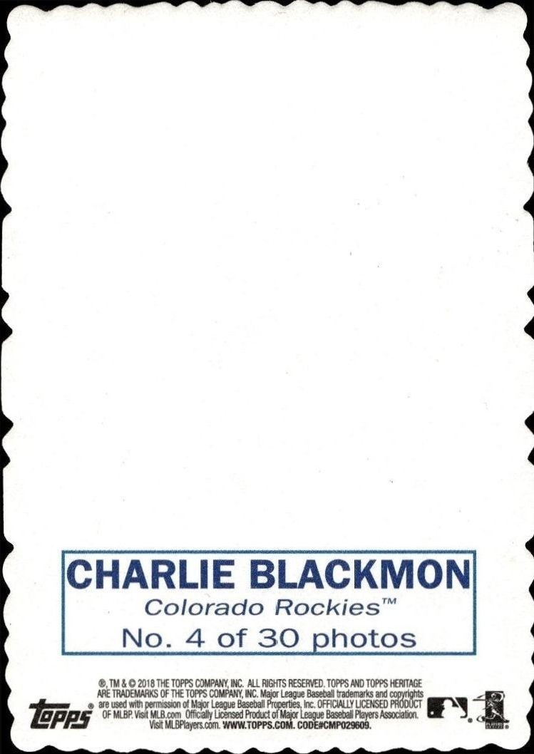 2018 Topps Heritage Charlie Blackmon #4 baseball trading card back