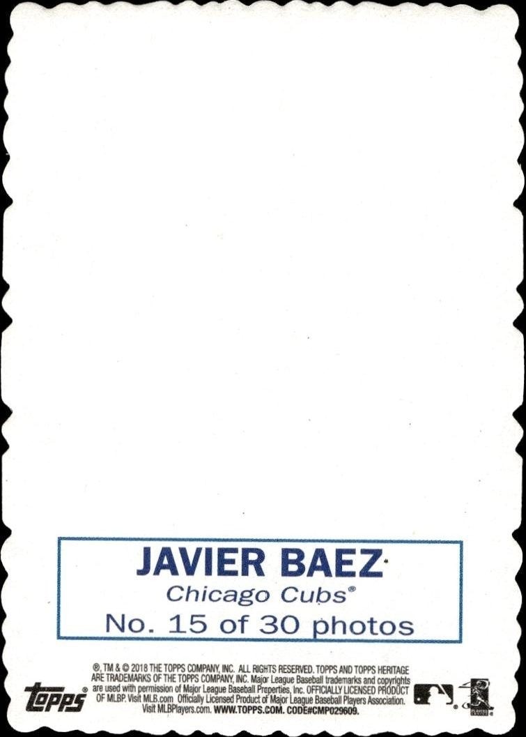 2018 Topps Heritage Javier Baez #15 baseball trading card back