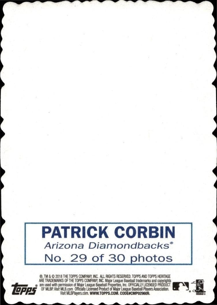 2018 Topps Heritage Patrick Corbin #29 baseball trading card back