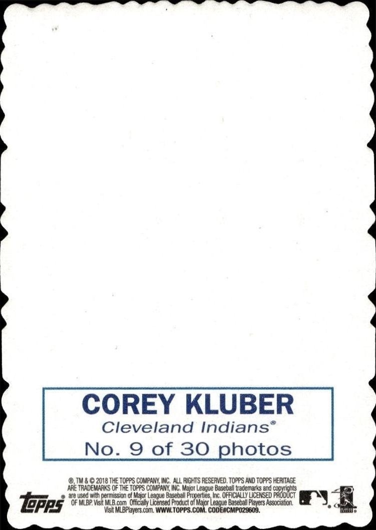 2018 Topps Heritage Corey Kluber #9 baseball trading card back