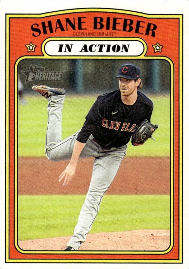 2021 Topps Heritage Shane Bieber #48 trading card