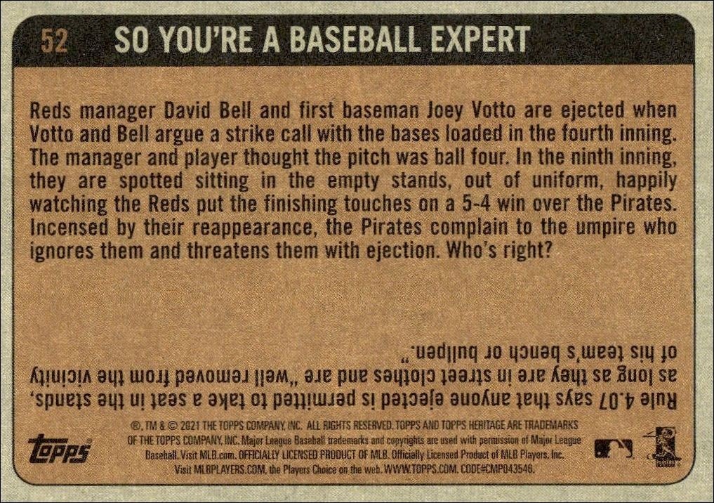 2021 Topps Heritage Javier Baez #52 baseball trading card back
