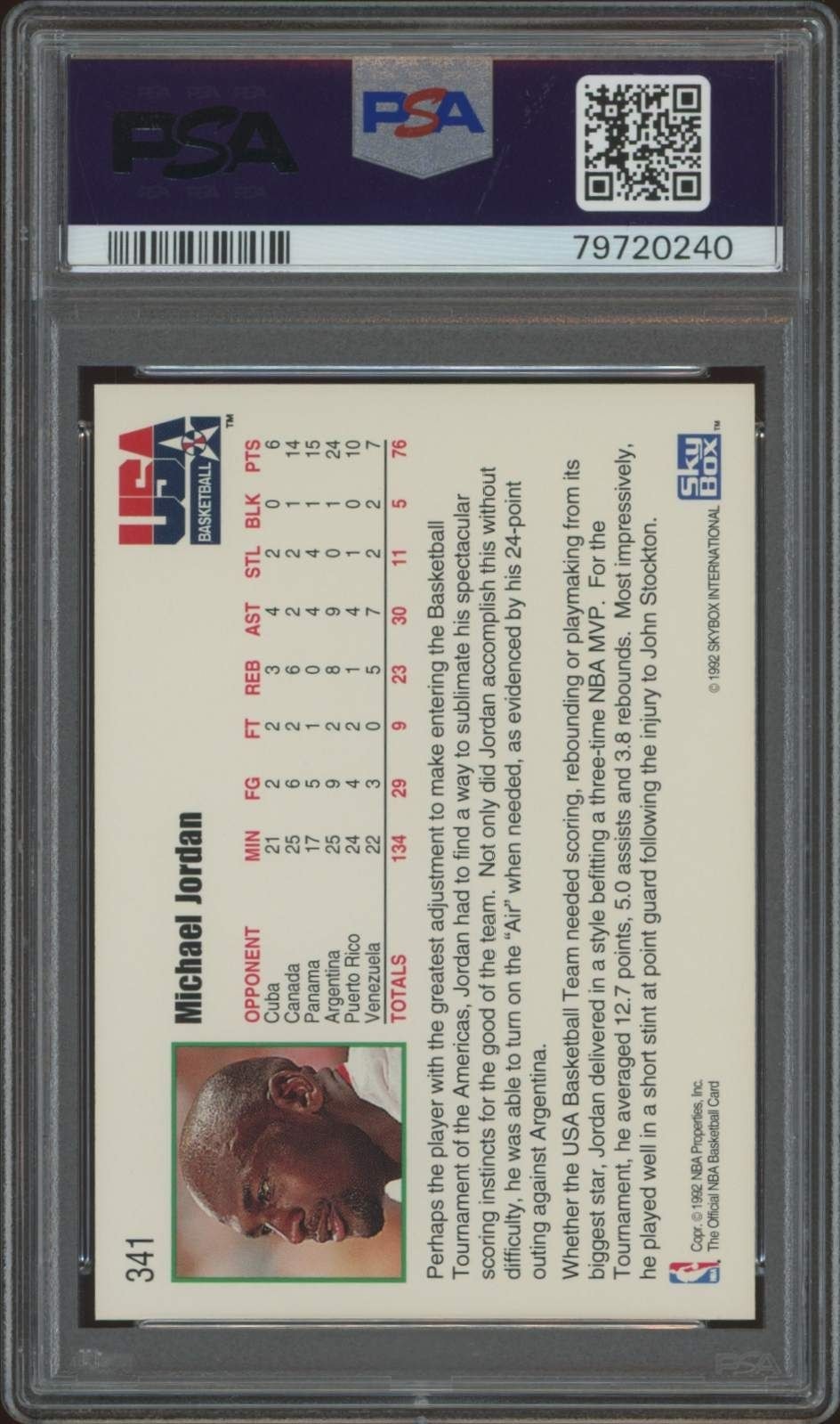 1992-93 Skybox NBA Hoops Series 2 Michael Jordan #341 basketball trading card back