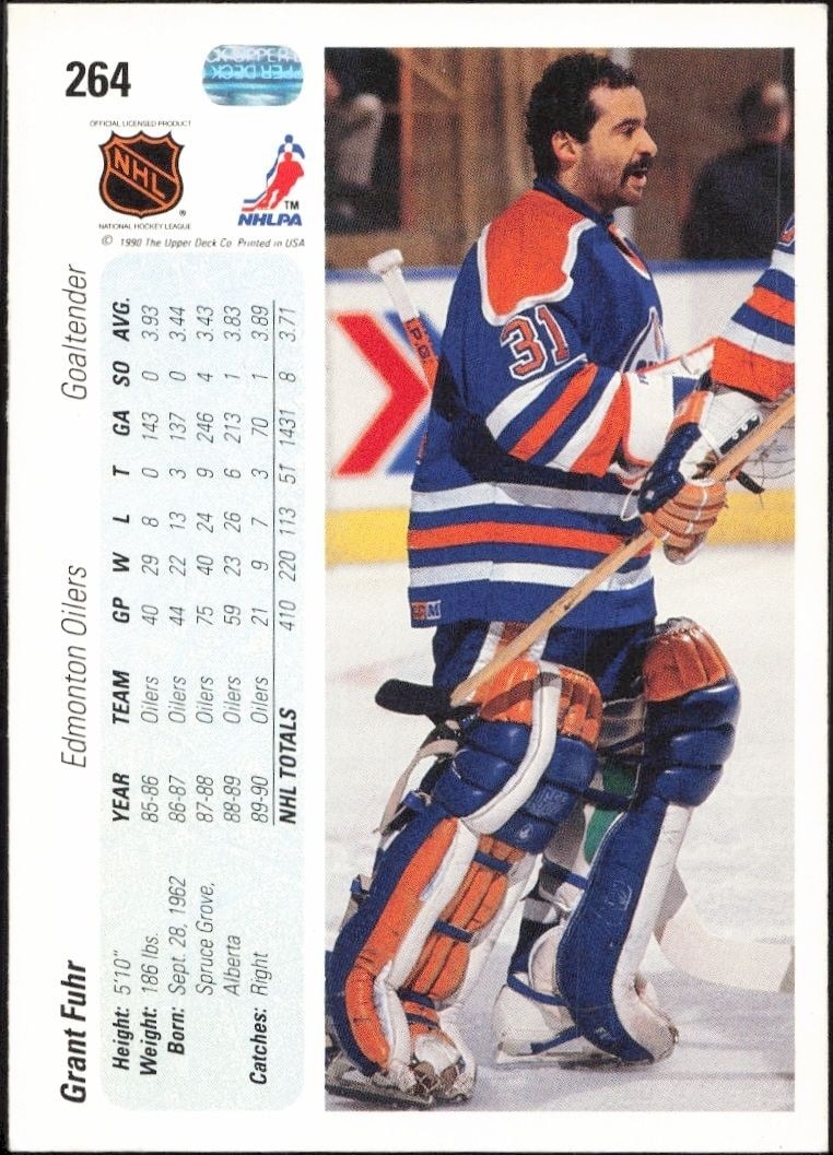 1990-91 Upper Deck Grant Fuhr #264 hockey trading card back
