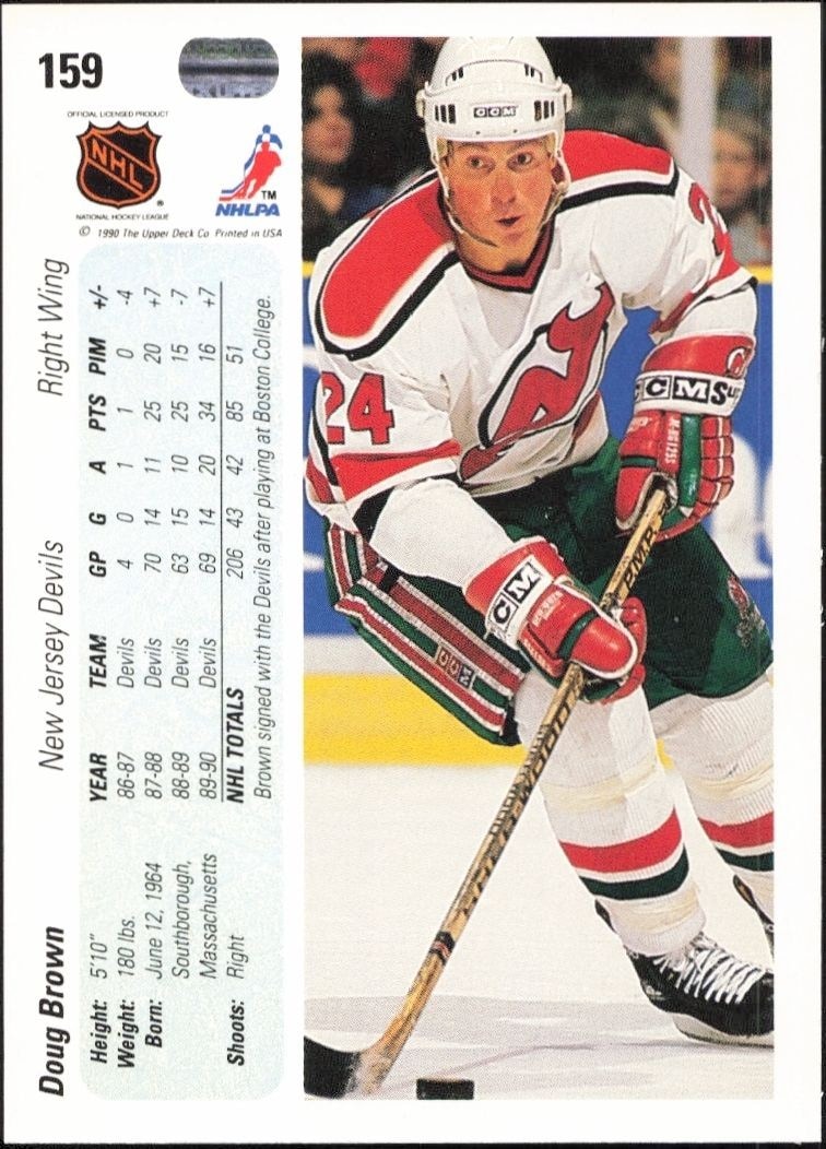 1990-91 Upper Deck Doug Brown #159 hockey trading card back