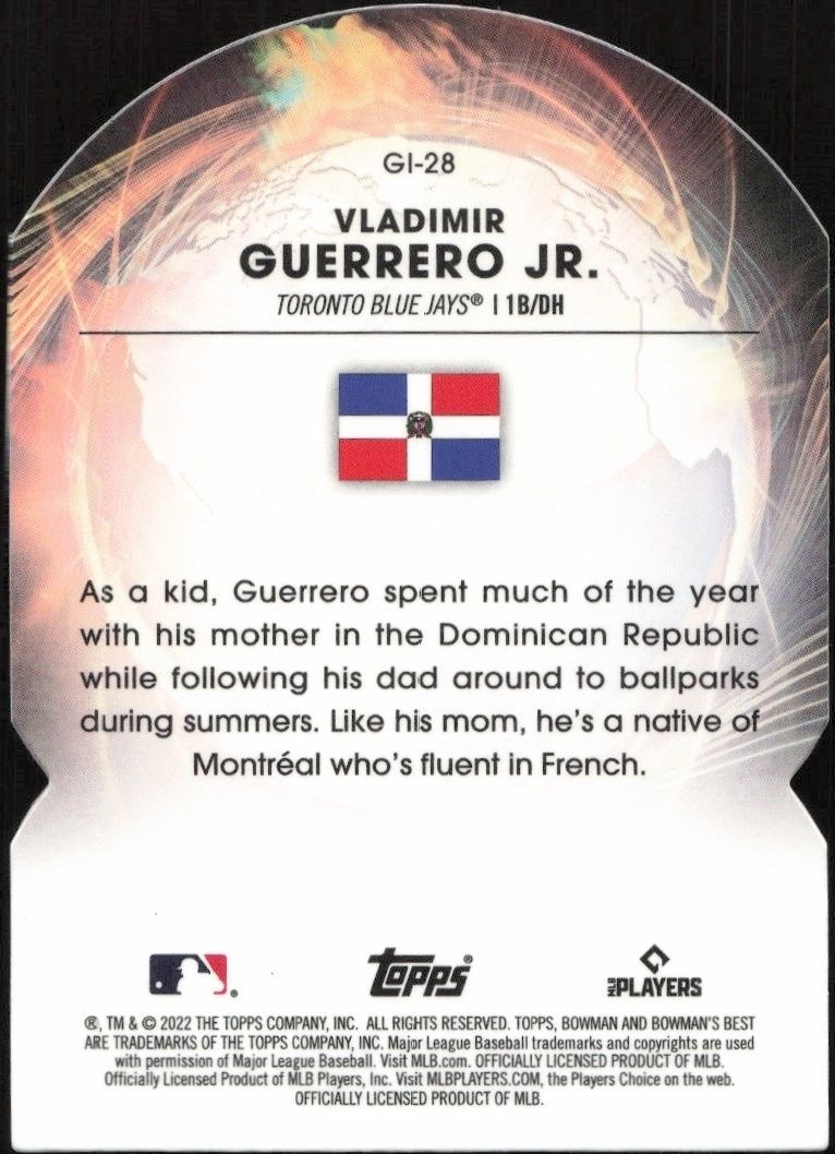2022 Topps Bowman's Best Vladimir Guerrero Jr. #GI-28 baseball trading card back