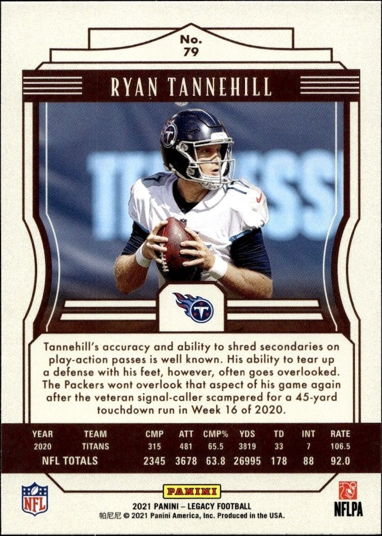 2021 Panini Ryan Tannehill #79 football trading card back