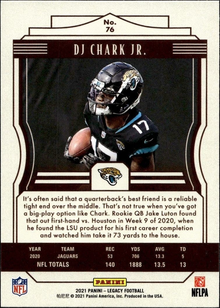 2021 Panini DJ Chark Jr. #76 football trading card back