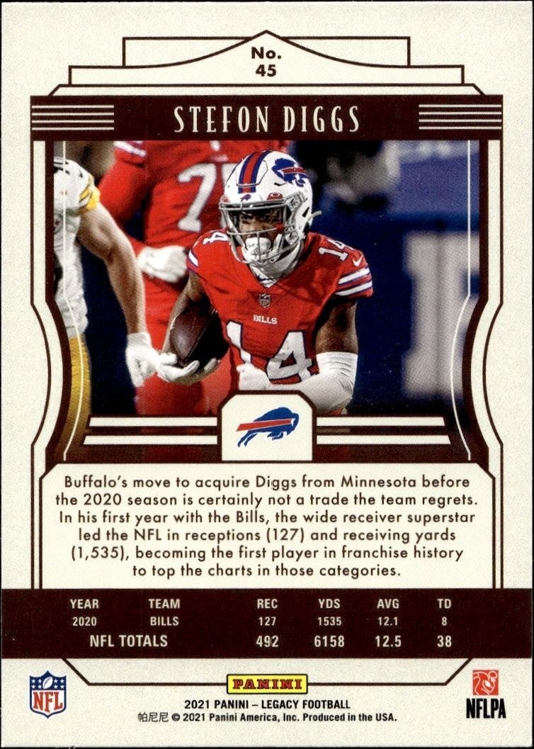 2021 Panini Stefon Diggs #45 football trading card back