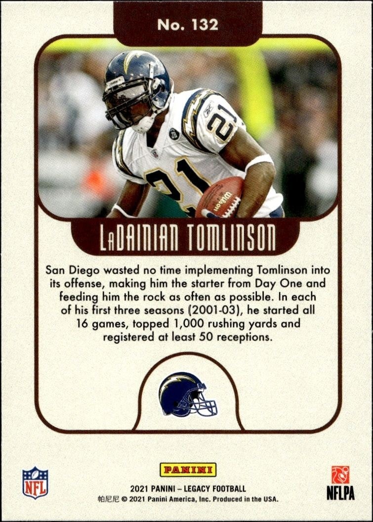 2021 Panini LaDainian Tomlinson #132 football trading card back