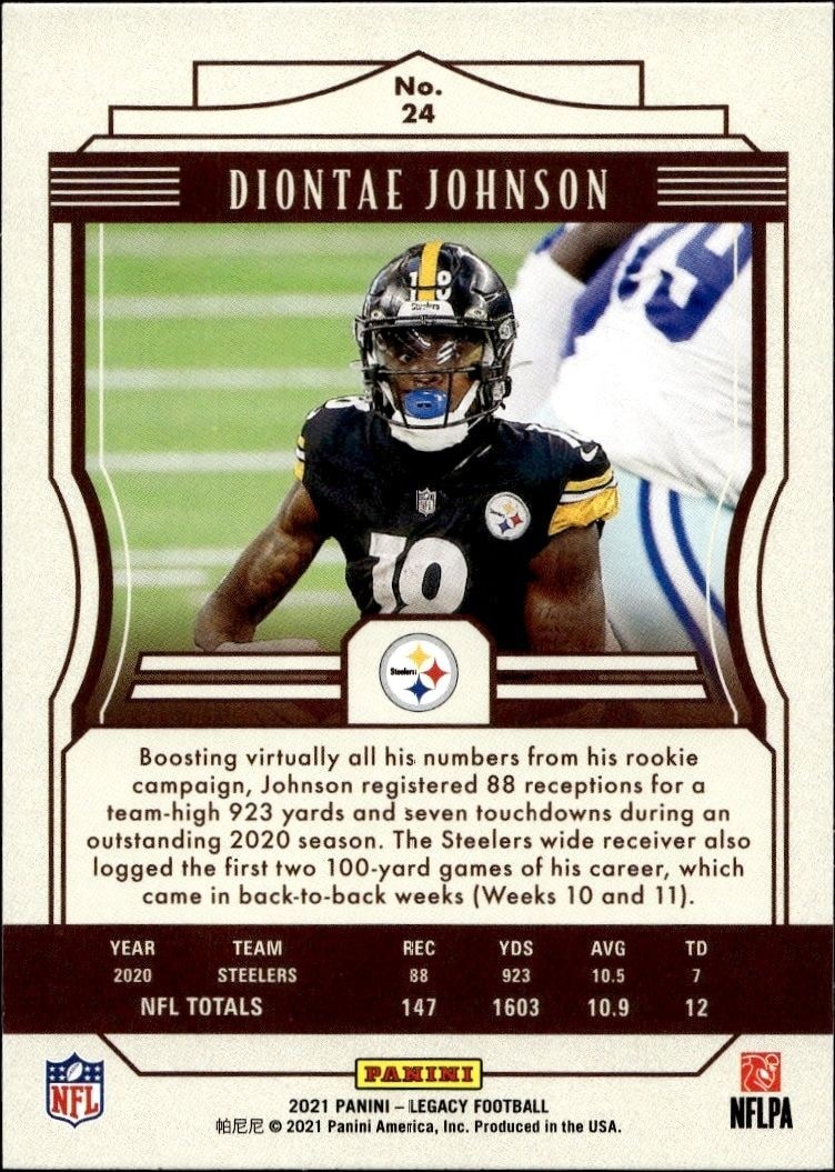 2021 Panini Diontae Johnson #24 football trading card back