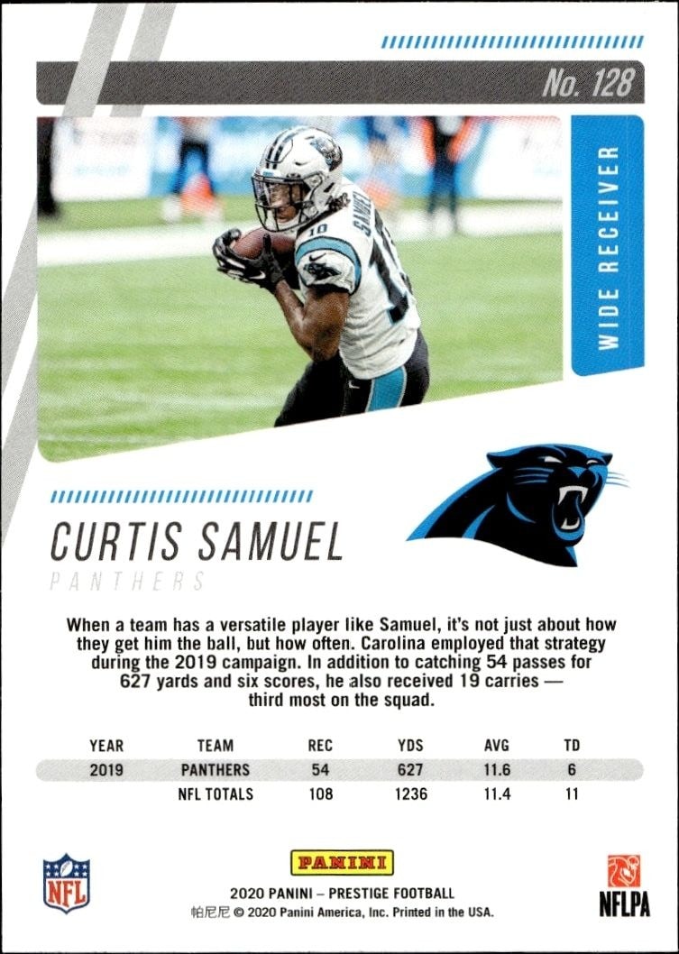 2020 Panini Curtis Samuel #128 football trading card back