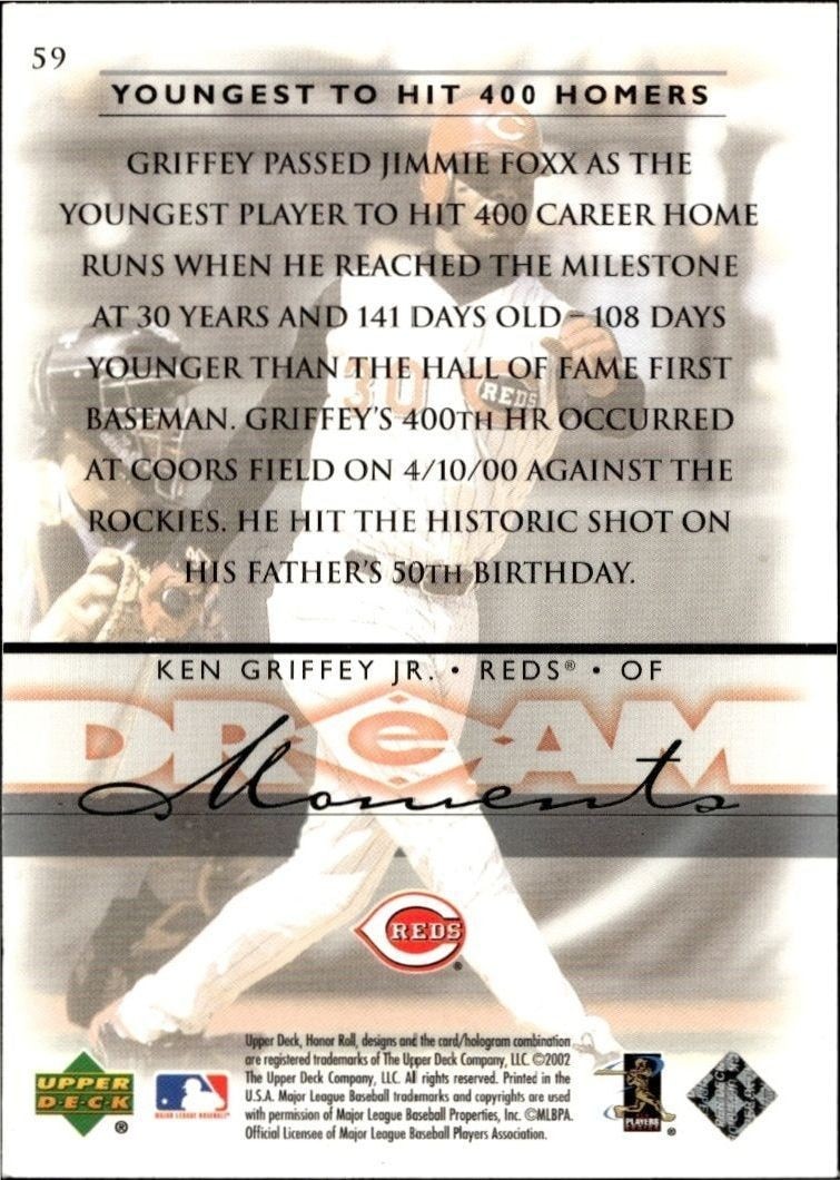 2002 Upper Deck Honor Roll Ken Griffey Jr. #59 baseball trading card back