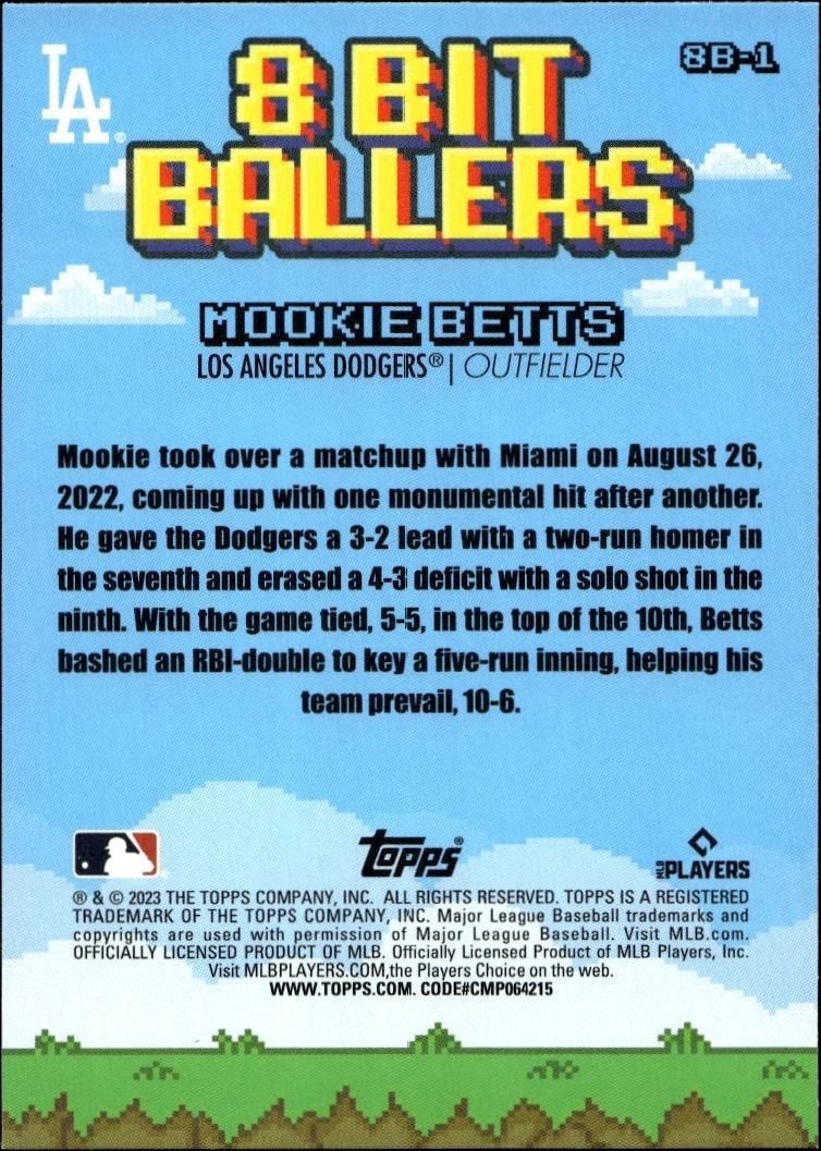 2023 Topps Big League Mookie Betts #8B-1 baseball trading card back
