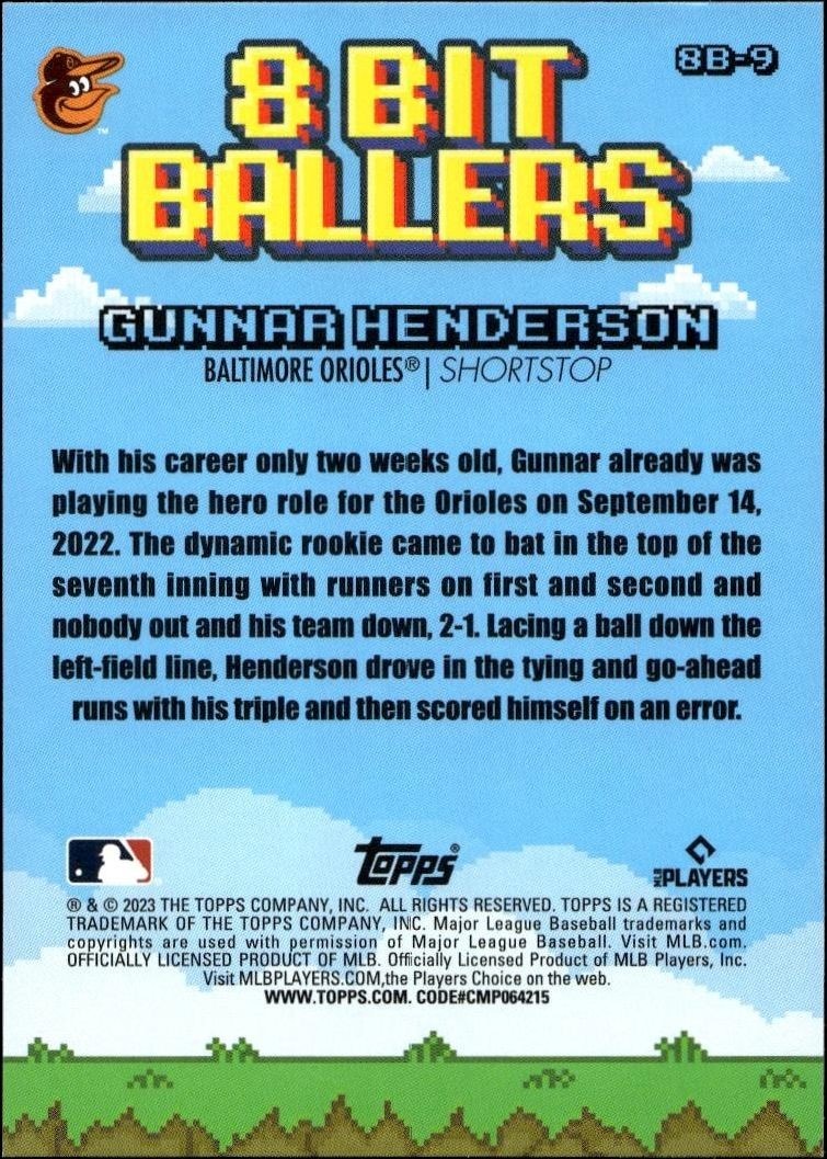 2023 Topps Big League Gunnar Henderson #8B-9 baseball trading card back